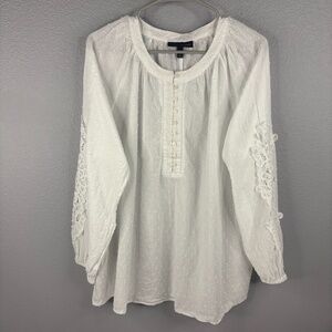 Lane Bryant White Flowy Blouse